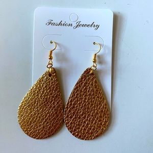 Gold Faux Leather Earrings